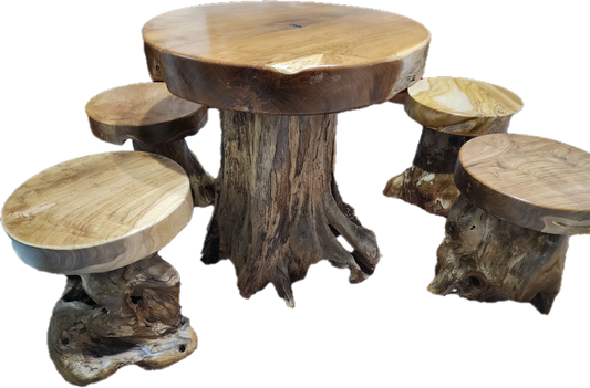 Woodland Retreat (log table and stool)