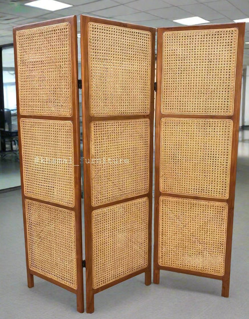 Load image into Gallery viewer, Woven Wonder (3 Fold Rattan Partition)
